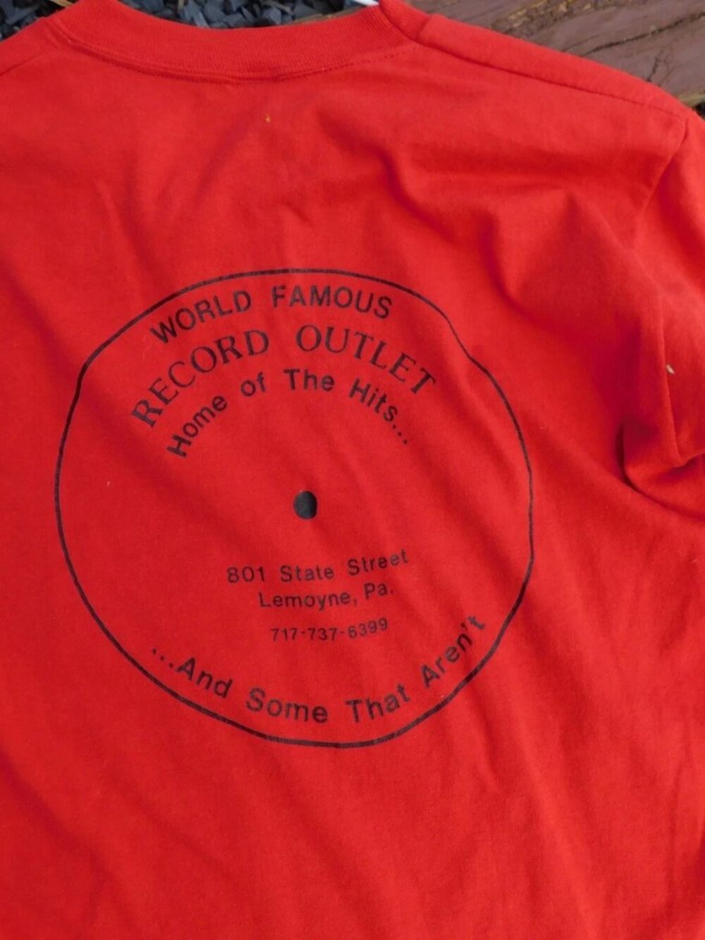 Vintage JERZEES 50/50 Record Outlet Pocket Tee T Shirt Single Stitch Medium